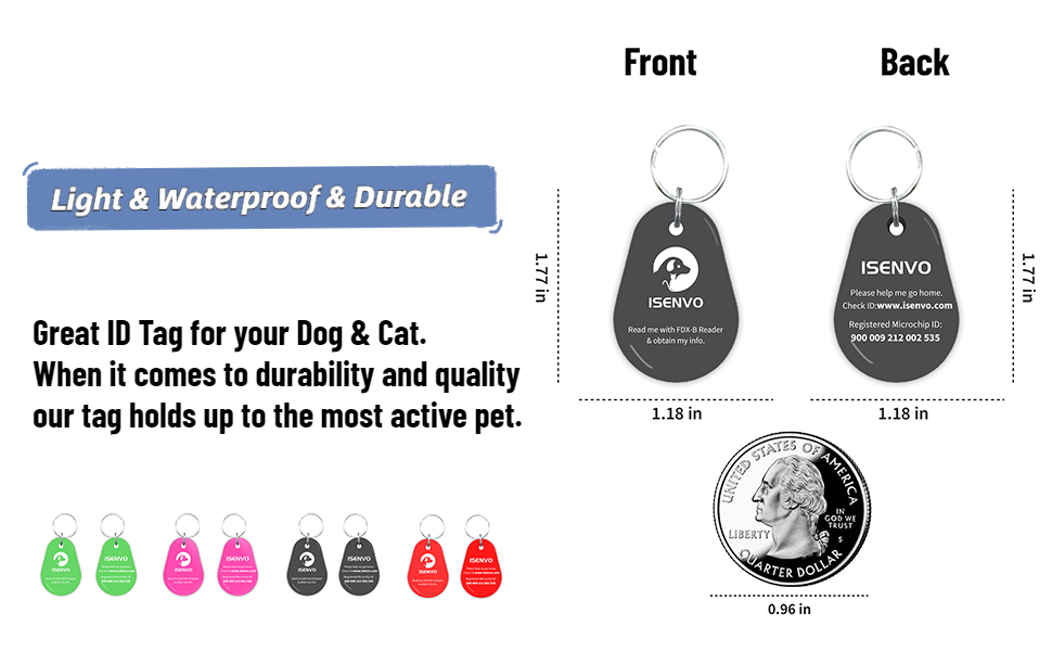 ISENVO Pet ID Tag with Microchip Inside , Light Dog and Cat ID Tag ...